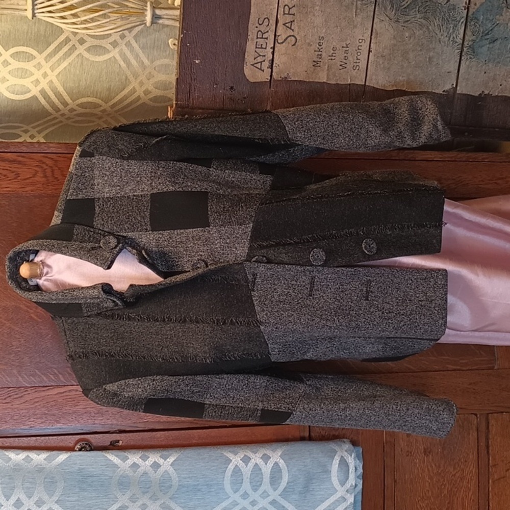 Chic Structured Black And Gray Patchwork Jacket 12 - image 3